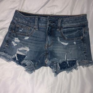 AE distressed denim shorts